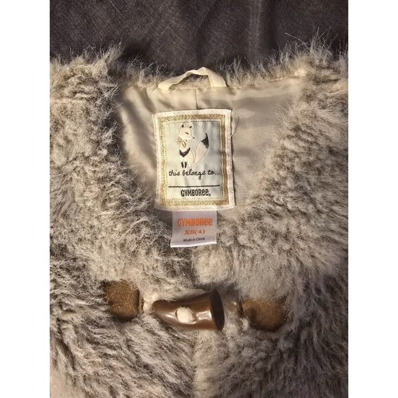 Gymboree Vintage Girls Size 4 XS Faux Fur Gray Vest Toggles Hippy Vibes - Picture 2 of 3